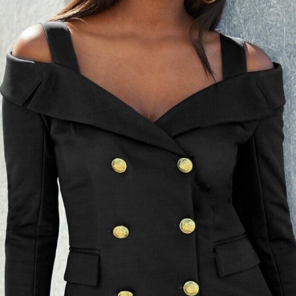 $150 NWT BOSTON PROPER COLD SHOULDER DOUBLE BREASTED SCUBA JACKET SIZE: 4 - Picture 2 of 6